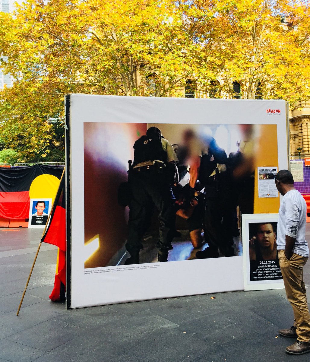 LizDeepJones's tweet photo. Last day2see my #ABTSI #DeathInCustody #installation curated w #Moshe @HeadOnPhotoFest @cityofsydney Over400 ABTSI pple hve DiedInCustody,30yrs since RoyalCommission”I want justice4mySon,David.12times he said.I can’t breathe until he died.” Mum,LeetonaDungay https://t.co/SZtwnhfeTo