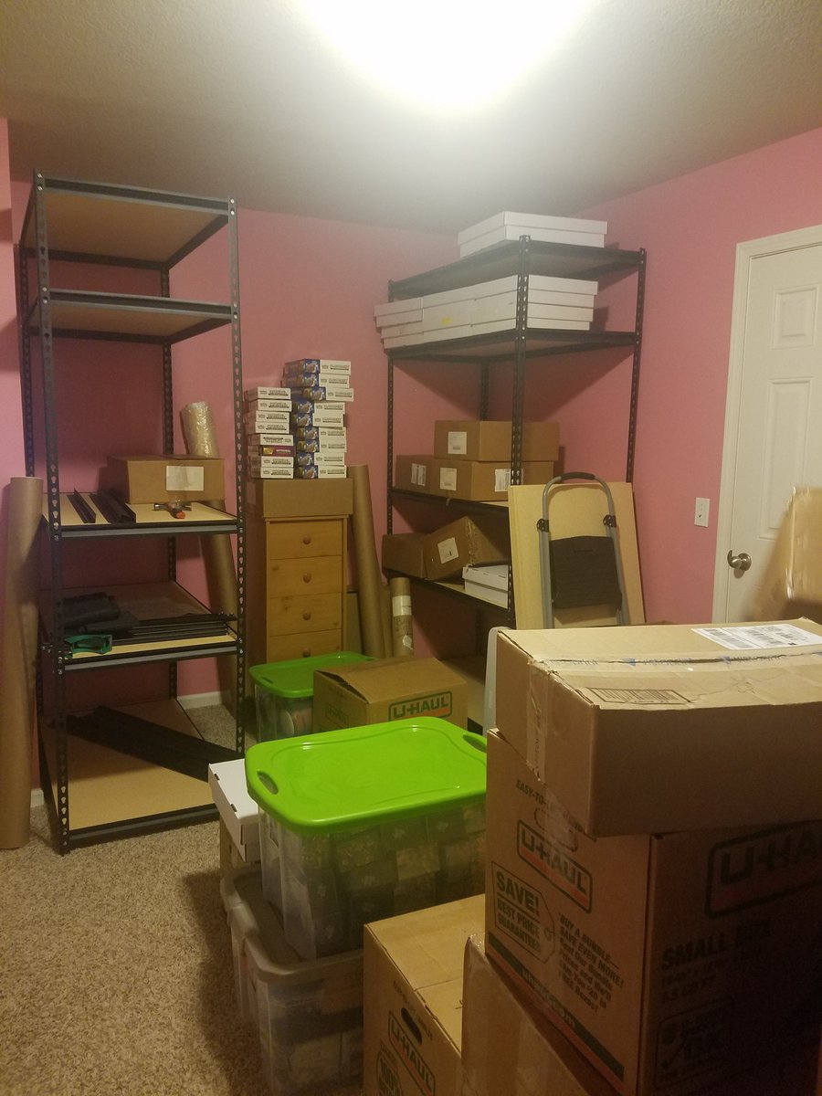 squeaksgw's tweet photo. Getting the store unpacked and shelves built in the new place!
#pink #squeaksgameworld #SmallBusiness https://t.co/G7BddqnaRa