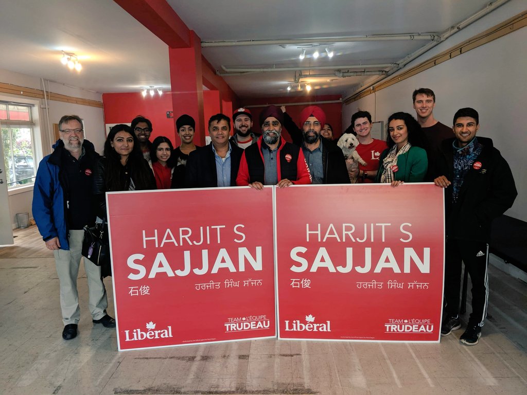 HarjitSajjan's tweet photo. Hope and hard work in action! Today #TeamSajjan joined volunteers from across the country for a @liberal_party #DayOfAction. Thanks to everyone who took time to share your thoughts with us! #TeamTrudeau #PositivePolitics https://t.co/NlZeQ5pg2E