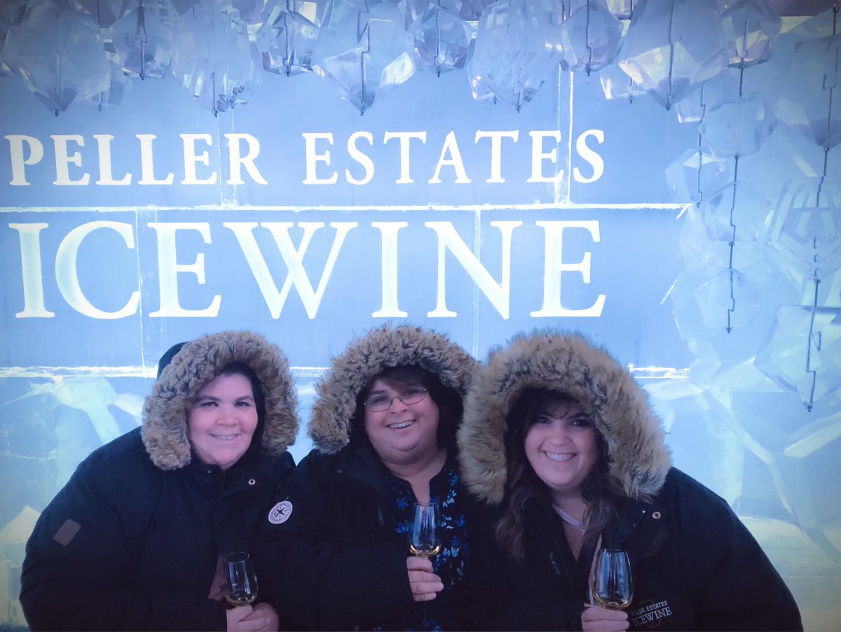 gamraes's tweet photo. What I will do for good #wine, itβs finally 80 degrees out so why not go back to winter in the #10Below room at #pellarestates! #frozen #icewine #sisters #NationalWineDay https://t.co/sgqH4Z7uuI