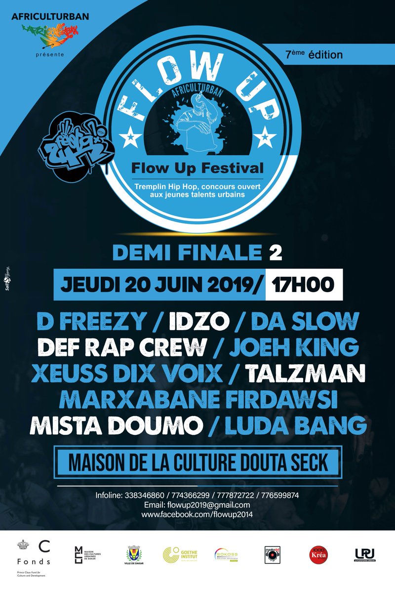 festa2h's tweet photo. Festa2H 19-22 juin 2019
Deuxième demi-finale du Flow Up
Jeudi 20  juin à 17H Douta Seck https://t.co/CMExv3rLbM