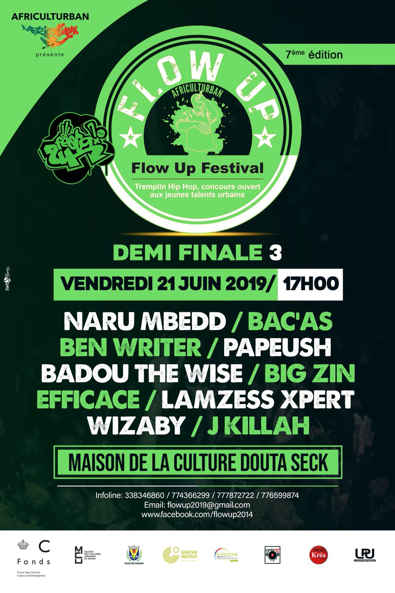 festa2h's tweet photo. Festa2H 19-22 juin 2019
Troisième demi-finale du Flow Up
Vendredi 21 juin à 17H Douta Seck https://t.co/s5czi8W9XF