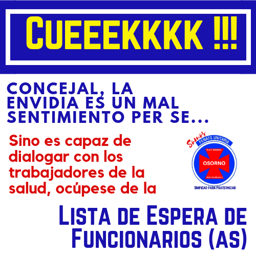 fenatsuosorno's tweet photo. @jorcas2010 CONCEJAL EN VEZ DE PROPONER ALGO EN QUE YA TRABAJA EL ALCALDE BERTIN OCUPESE DE LA LISTA DE ESPERA DE FUNCIONARIOS SSO @gobosorno @HarryJurgensen @RadioSago @SoyDeOsorno_ @austral_osorno @anefchile @Kinecarlos @paislobo @SinergiaOsorno @FenatsMelipilla @jaimebertin @muni_osorno https://t.co/nAFY4RBVgb