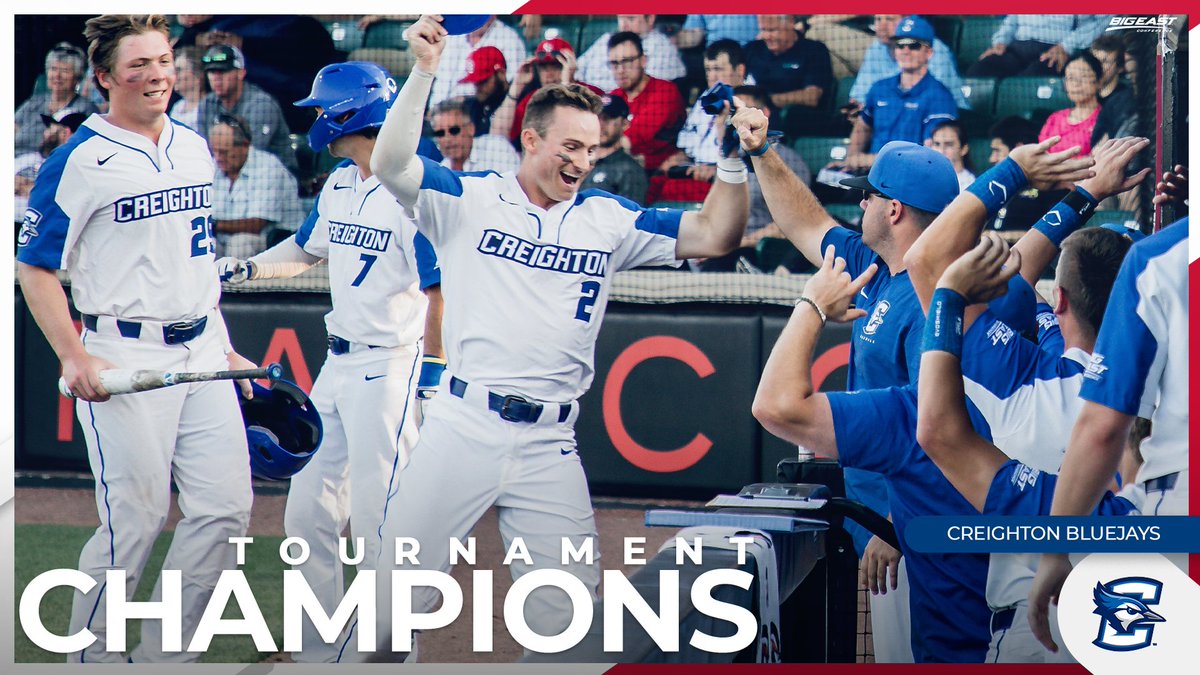 BIGEASTchamps's tweet photo. 🏆 CREIGHTON MAKES HISTORY 🏆

@CU_Baseball IS BRINGING BACK THEIR FIRST EVER @BIGEAST TITLE BACK TO OMAHA!

#BIGEASTbase https://t.co/J6vvIELn4H