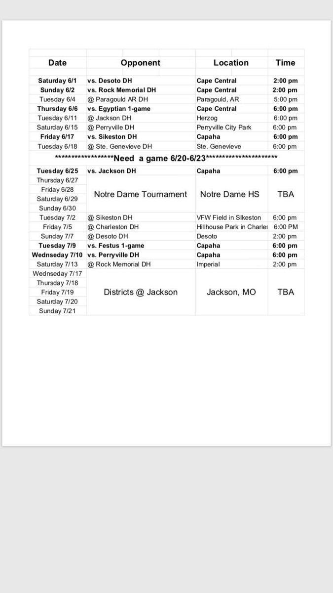 CapeSrLegion63's tweet photo. Here is our updated schedule. OPENING DAY JUST 1 WEEK AWAY #POST63 https://t.co/LAzZmpoxoa