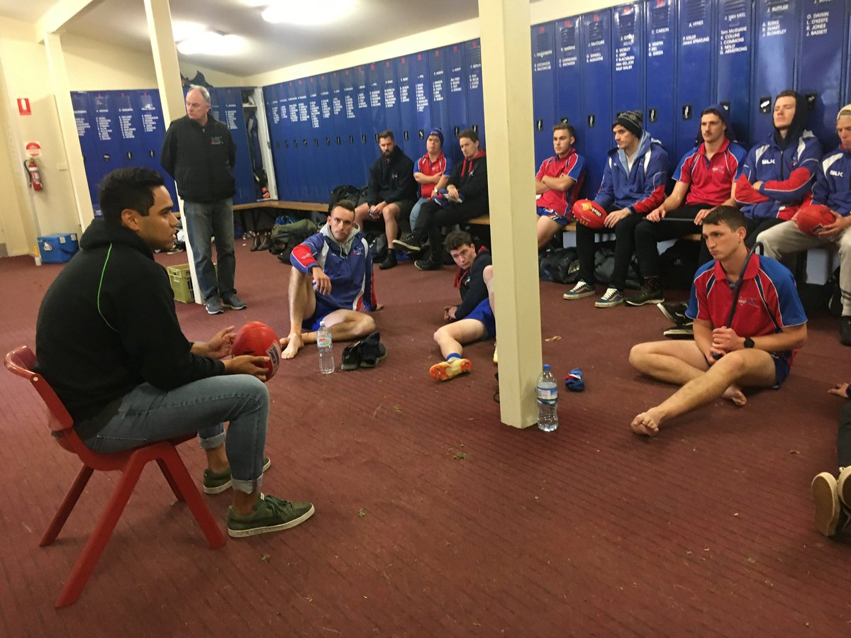 jake_bridges3's tweet photo. Celebrating Indigenous Round is far more than who wins or loses. Thanks Mickitja Rotumah-Onus for speaking before the game #IndigenousRound #deadly @AFLGoldfields @AFL @EastPointFNC @BallaratFNL https://t.co/QrGQioL5v9