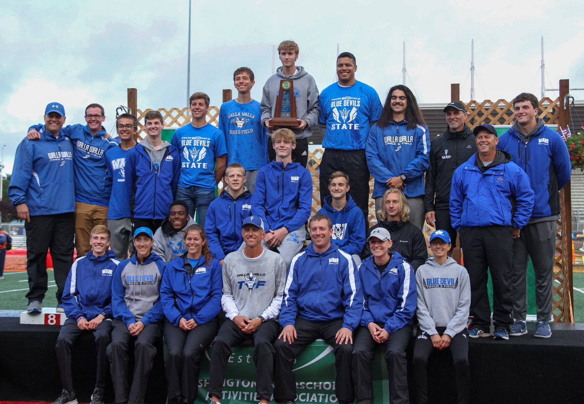 Wahitrack's tweet photo. Congratulations to your 2019 Walla Walla high school blue devil boys track and field program they are your WIAA  Track and field State champions. This caps off what has been a dream season and one of the best ever by any blue devil boys track program. https://t.co/HZ7jd8kziE