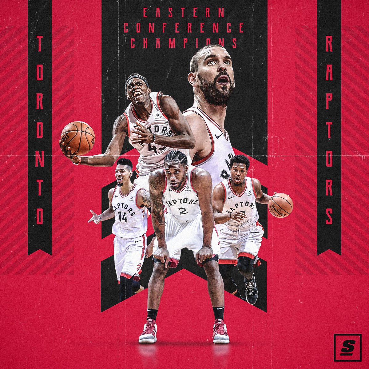 theScore's tweet photo. 🚨 THE TORONTO RAPTORS ARE HEADING TO THE NBA FINALS 🚨 https://t.co/awxfAIsHqz