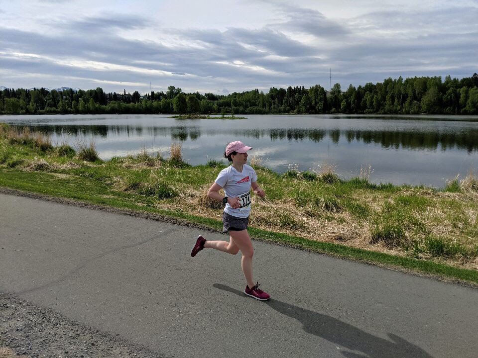 UltraRunLaraRun's tweet photo. PR #2 for the week! 1:36:05 at the Trent Waldron half...lovely day in AK and I missed the bear who ran by to say hi 😂#TeamAltra #zerolimits #motherrunner https://t.co/9bgEPIpVLU