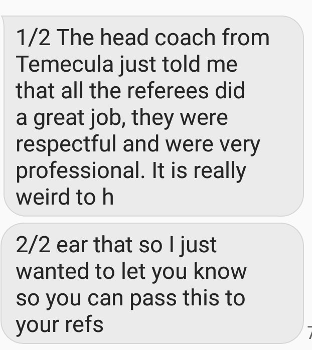 CVSoccerReferee's tweet photo. Great to see this type of feedback on your referee crews working.
The sad thing, I agree with the person who sent it.
#reftime #reflife #SoccerLife https://t.co/cAOM9QI6zv