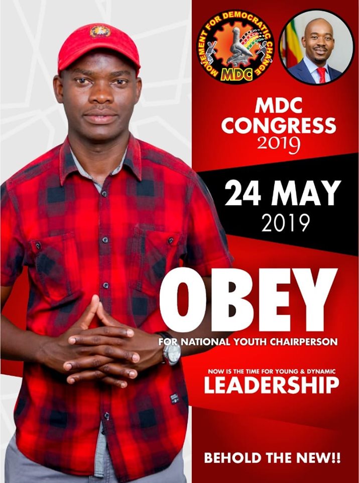 MDC Youth Assembly Chairperson: Tererai Obey Sithole 

*Born 31 May 1992 (27)
*BSc Local govt (MSU) & MSc Global Development planning (Norway)
*Former ZINASU Secretary-General 
*Teaching Assistant the University of Agder (Norway)

#Zimbabwe #MDCCongress2019 #ObeySithole