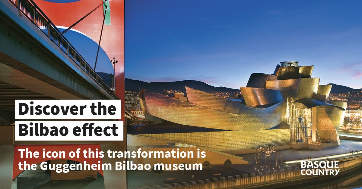 VisitBasqueCtry's tweet photo. Discover the #BilbaoEffect, or how a museum can drive the transformation of a whole city 👉 https://t.co/3KV3pg4mzq https://t.co/xCPpamr2nY