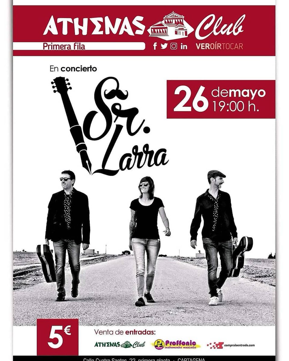 athenasclub's tweet photo. Terminamos la semana hoy domingo 26 de mayo con un nuevo #concierto. ¡@srlarra en #directo! No faltes a la cita.

#athenasclub #veroírtocar #srlarra #Cartagena #Conciertos #Musica #música #conciertoencartagena #cultura #sala https://t.co/Vx6zkw6ExO