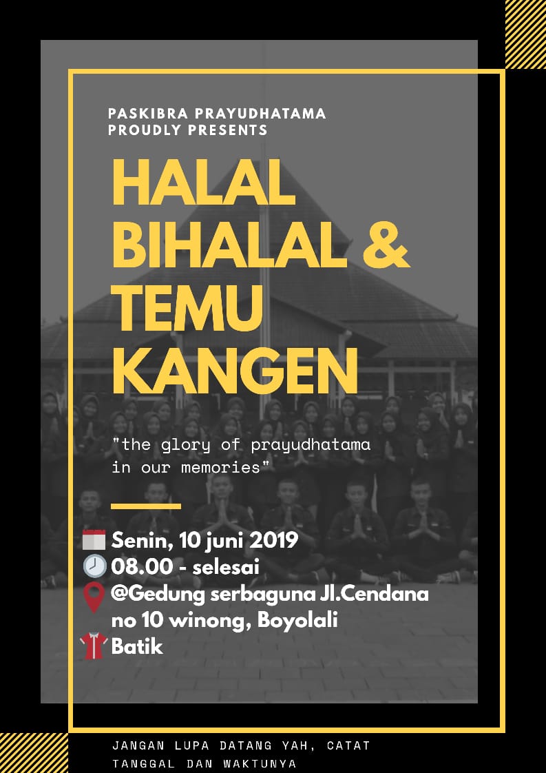 PRAYUDHATAMA's tweet photo. ✨ PASKIBRA PRAYUDHATAMA✨ 
💠 PROUDLY PRESENT 💠
Assalamu'alaikum Wr. Wb.
______________________
Selamat Siang Abang Kakak Alumni Paskibra Prayudhatama. Kami dari Angkatan 012 dan Calon Angkatan 013 akan mengadakan "Halal Bihalal &amp; Temu Kangen Prayudhatama"
_____________________ https://t.co/EJS0LNTOK2