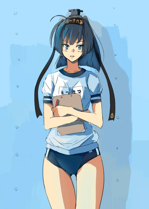 動きやすいという理由で世界一えっちな格好で 秋月さんが表をうろつく季節.初月ちゃんの脱水症状が心配 #艦これ 