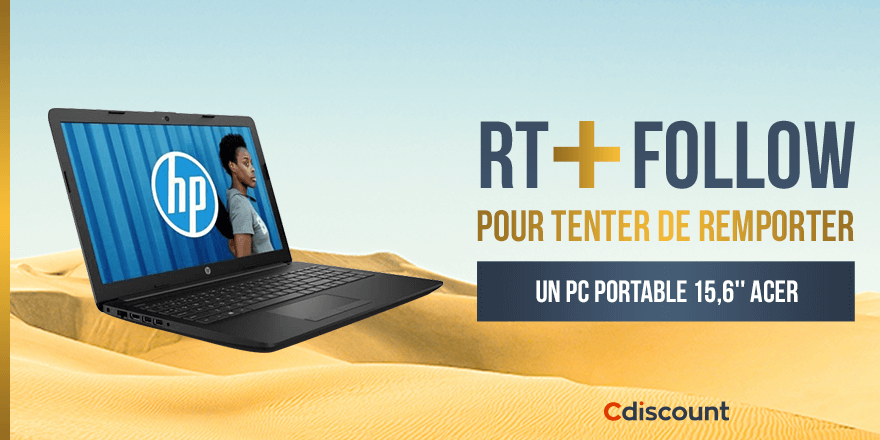 Cdiscount's tweet image. 🎁 #Concours

💻 Un PC portable 15,6 HP à remporter &amp;gt; bit.ly/30tRY7b

🔸 Pour tenter de le gagner : RT + Follow @Cdiscount

☑️ TAS 04/06