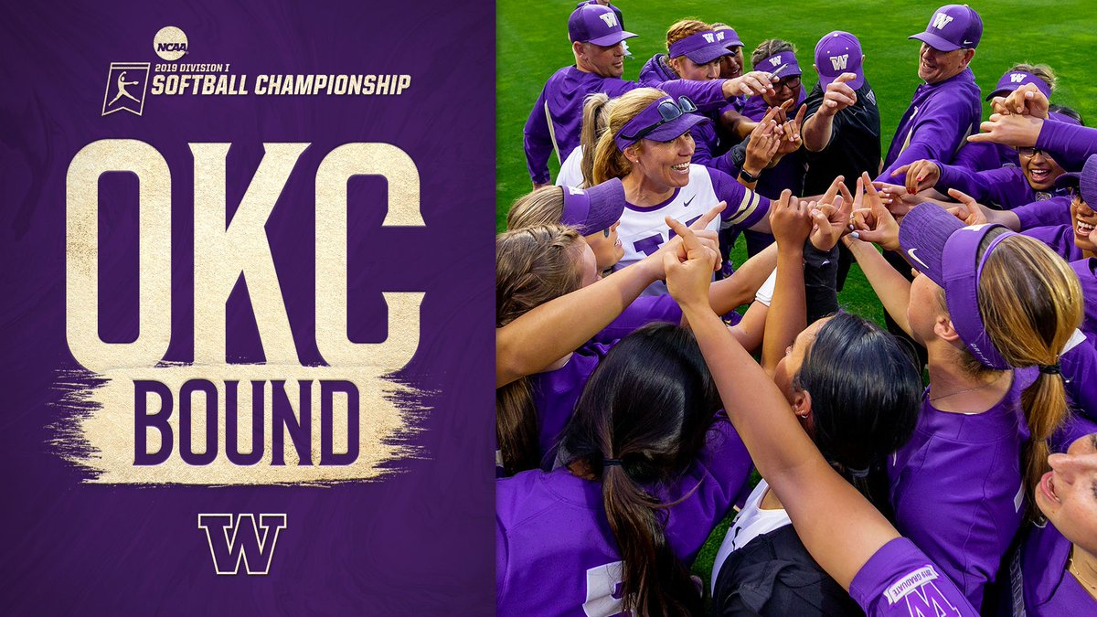 UWSoftball's tweet photo. OKC BOUND‼️

The Huskies are back in the WCWS for the third straight year.

#NCAASoftball // #MightyAreTheWomen https://t.co/XjAtPsVcFg