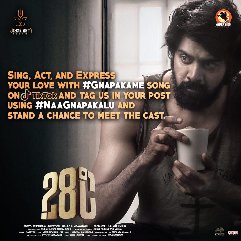 28DegreesC's tweet photo. Here’s your chance to meet the #28degreesC cast! 😊

Send in your tik tok entries for #Gnapakame song using #NaaGnapakalu! 

@Naveenc212 @shalinivad @priyadarshi_i @deviyaniskylar @dranilviswanat2 @riversidecinem1 @garrybh88 @veernjpro @Vamsi_P1988 https://t.co/7OmXN5Kkv3