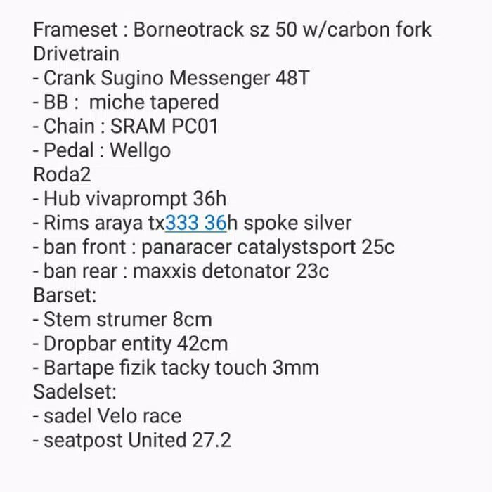 dek_Lanyinkz's tweet photo. Wts fixie borneotrack
Spesifikasi bisa dicek di gambar
WhatsApp : 085738999498
#borneotrack #fixied #fnfjb https://t.co/EBlEk0bJO6