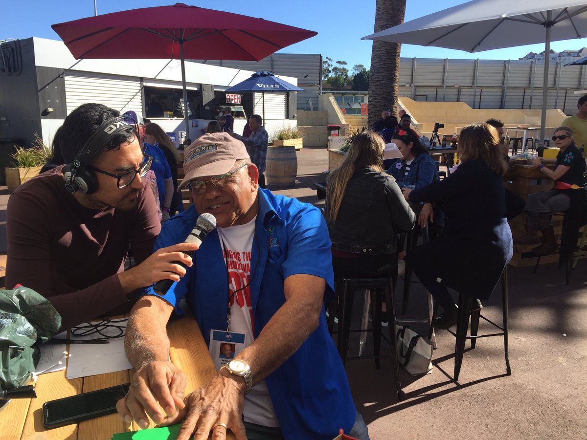 Today is #SorryDay and we are preparing to walk across the Matagarup bridge with #StolenGenerations survivors to attend the Dockers Indigenous round game. Here our Executive Director Jim Morrison is being interviewed on <a href="/6PR/">6PR Perth</a>