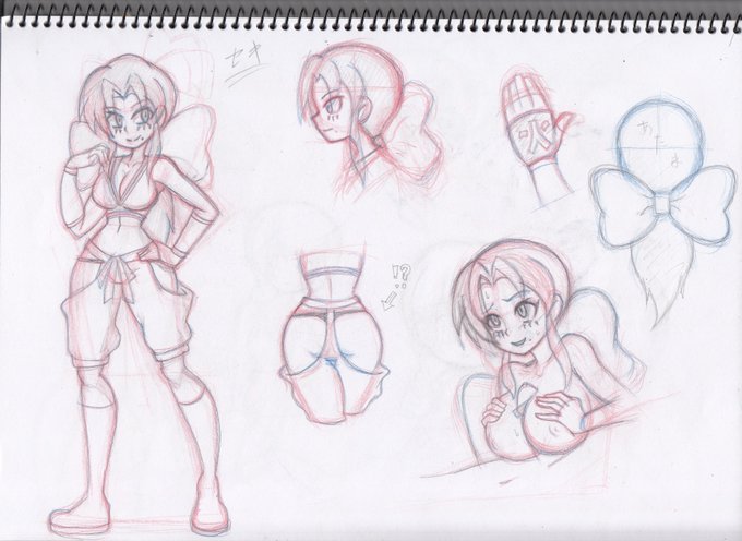 と、いうことでオリキャラのセキさんのリデザイン。
お尻がほぼ丸出しの衣装が特徴。 