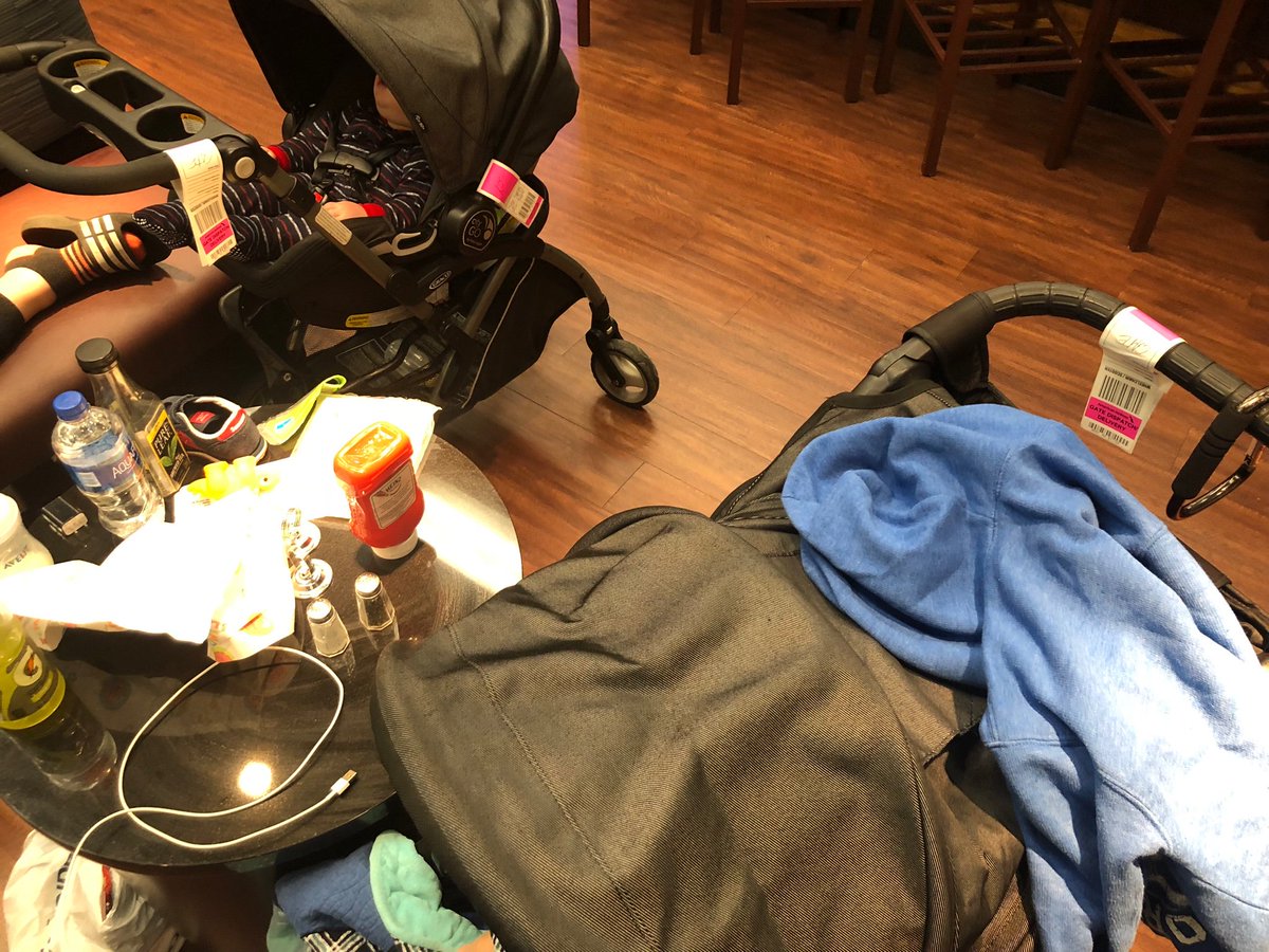 lndaley's tweet photo. Hey @AmericanAir flight 1: canceled, babies in airport for 24 hours. Lost luggage and car seats. loaner car seat had puke on it. Today another canceled flight. Hotels booked. Cots and blankets gone. Babies sleeping in bar while the floor gets waxed repeatedly. Do better. https://t.co/ypDZOrpAMJ