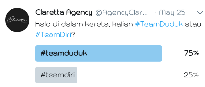 AgencyClaretta's tweet photo. Dari hasil poling ternyata temen temen banyak yang #teamduduk yaa https://t.co/V8MgOAx7vG