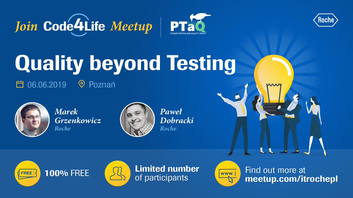 PTaQ (@ptaqgroup) on Twitter photo Next #PTaQ meetup is coming. Together with #Code4Life we invite you for a fascinating journey beyond testing, with 2 talks & cross-silo networking. Meetup is free. Register at meetup.com/pl-PL/itrochep… @AleKo_tweets <a href="/aleetesting/">Aleksander Lipski</a> <a href="/michal_sle/">Michal Slezak</a> <a href="/DolinskiAndrzej/">Andrzej Dolinski</a> <a href="/automatingguy/">Michał Krzyżanowski</a> Next #PTaQ meetup is coming. Together with #Code4Life we invite you for a fascinating journey beyond testing, with 2 talks & cross-silo networking. Meetup is free. Register at meetup.com/pl-PL/itrochep… @AleKo_tweets <a href="/aleetesting/">Aleksander Lipski</a> <a href="/michal_sle/">Michal Slezak</a> <a href="/DolinskiAndrzej/">Andrzej Dolinski</a> <a href="/automatingguy/">Michał Krzyżanowski</a>