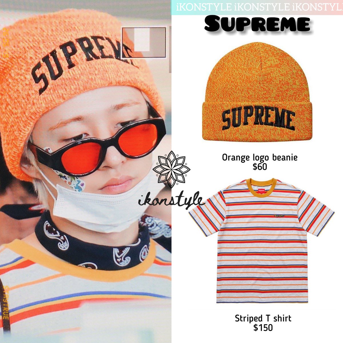 iKONSstyle's tweet photo. 《HANBIN》 Fukuoka Airport

☆SUPREME
•Orange logo beanie
•$60

•Striped T shirt
•$150

•Photo by staytrue1022
#Hanbin #iKON https://t.co/CdmXJG8Tk5