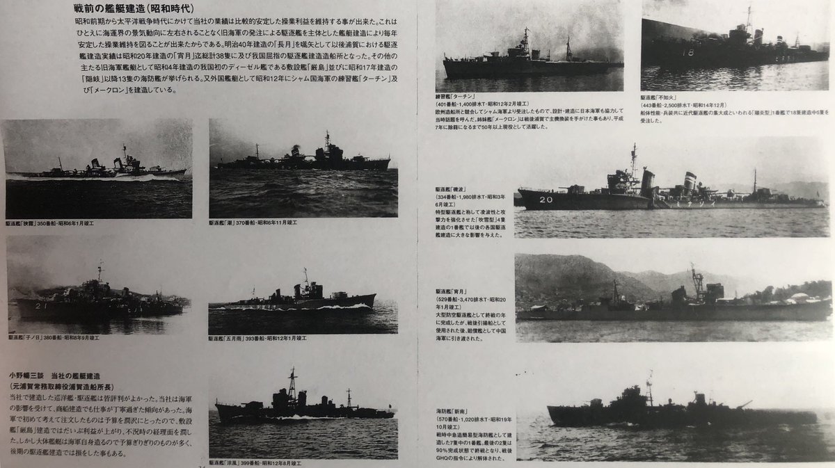 昭和期に建造された艦艇 浦賀船渠では全部で38隻の駆逐艦を建造した