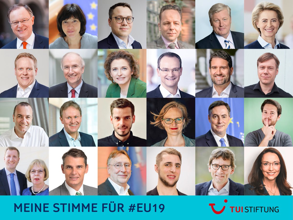 TuiStiftung's tweet photo. Fast 65 Millionen Menschen wählen allein in Deutschland heute das Europäische Parlament. Jede Stimme zählt! #gehwählen - Wir haben   im Vorfeld zwei Dutzend Europäer zu ihren Ideen befragt. Alle Antworten: https://t.co/Vbj6P4gPKf … … … … #EU19 #EP2019 #MakeEuropeYourope https://t.co/OOlSWH2wHt