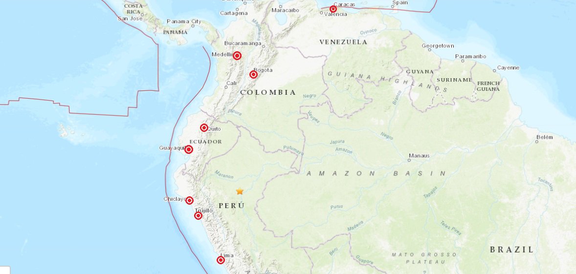 ⚠️El sismo al interior de #Perú fue percibido a más de 2.000 kilómetros de distancia respecto al epicentro, esto es debido a la profundidad de foco intermedio(~115 kilómetros) a pesar que este factor minimiza el impacto de daños, es posible la existencia por el tamaño del evento.