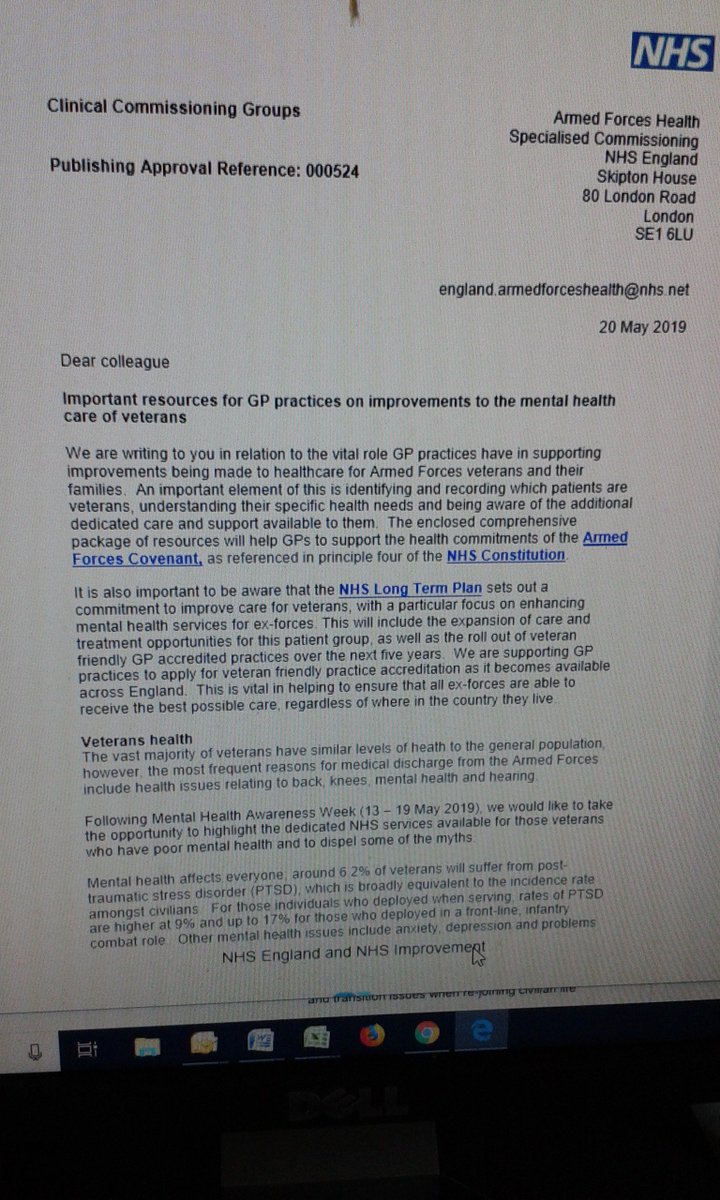 All veterans should be aware of this letter - please take a copy of it to your GP.  Retweet as many times as possible we need to get this out there asp.