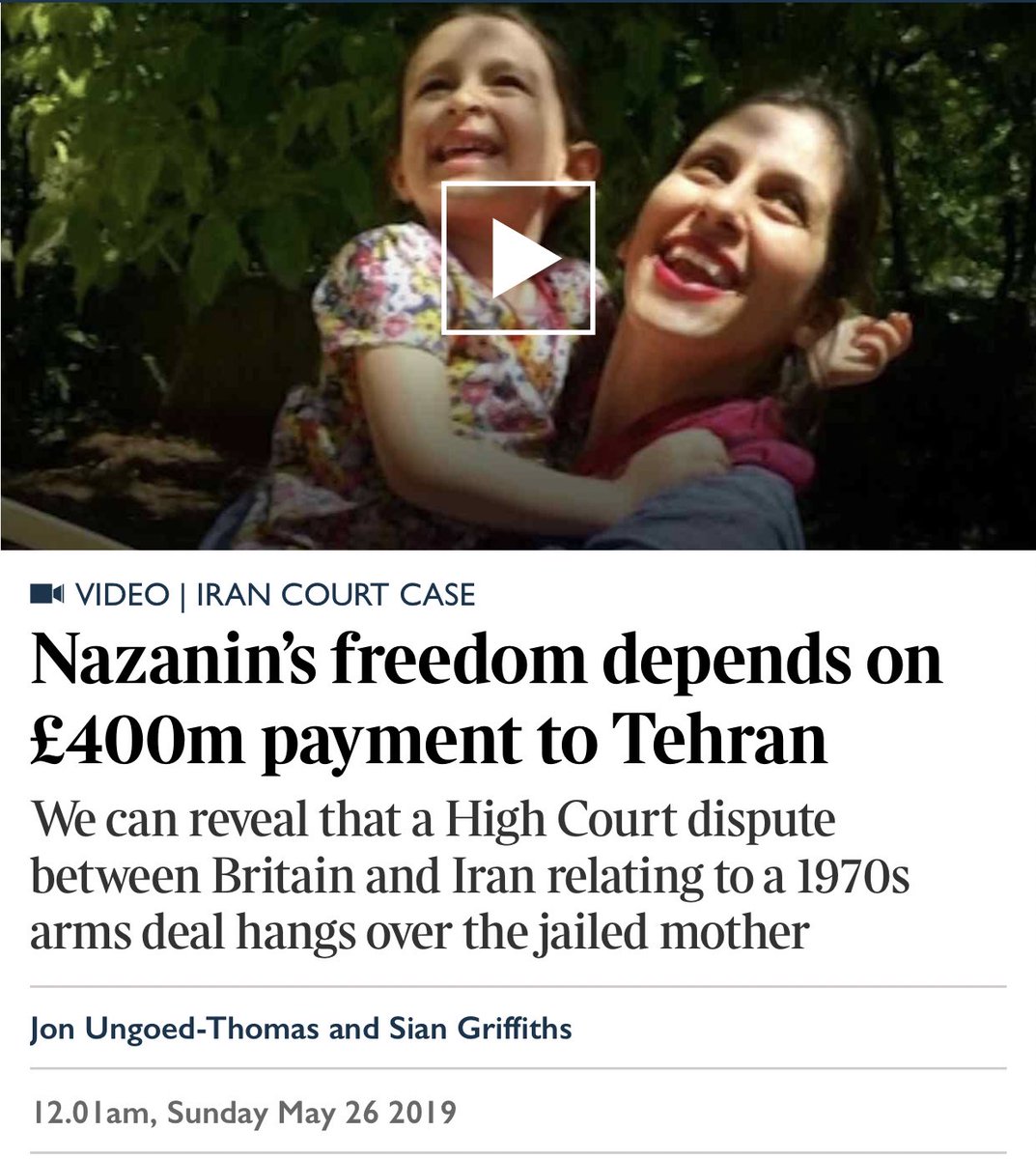 Finally we have access to the secret trial keeping Nazanin in prison in Iran. Her husband Richard and I have said for 3 years this is at the heart of her case. Hope all Govt ministers who have denied it read this piece: thetimes.co.uk/article/nazani…