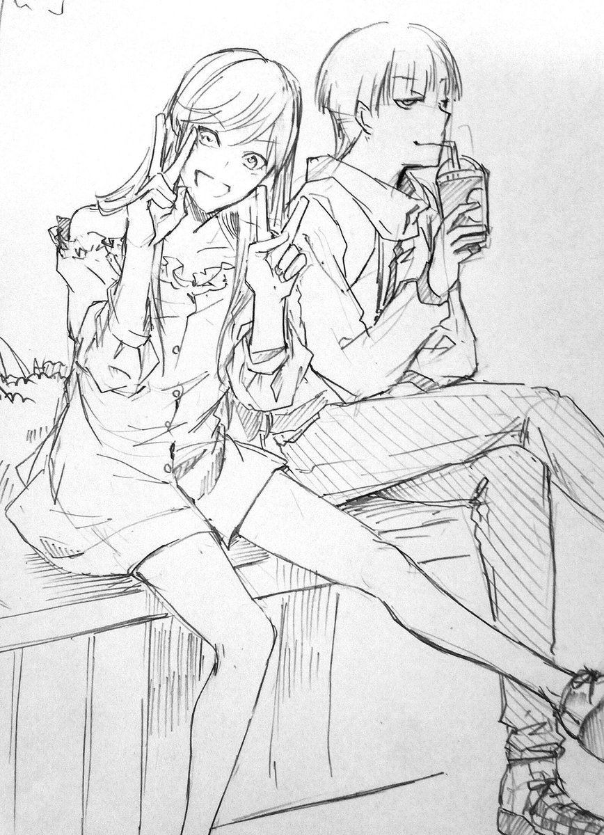 久々に何を思ったかアナログではかとんラクガキ
通りすがりに見かけたオフショル服の着方が可愛かったので 