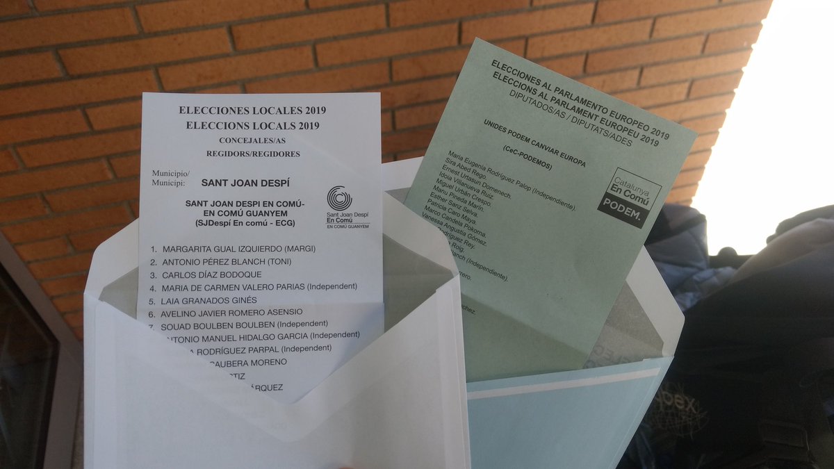 🗳️ Bon dia ! recordeu que per votar-nos a #SantJoanDespí i a #Europa, aquestes son les nostres paperetes !! #SantJoanDespíEnComú #AlcaldessaSJD