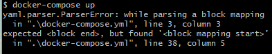 damgeeks's tweet photo. Interesting discovery when working with @Docker using docker-compose last night - indentation is key to the #DockerComposeYML file; make sure that things are properly indented to avoid #blockmapping issues. https://t.co/C8enEYeFJF