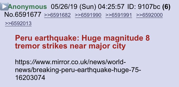 Peru earthquake: Huge magnitude 8 tremor strikes near major city!! https://www.mirror.co.uk/news/world-news/breaking-peru-earthquake-huge-75-16203074Anon notable!! @realDonaldTrump