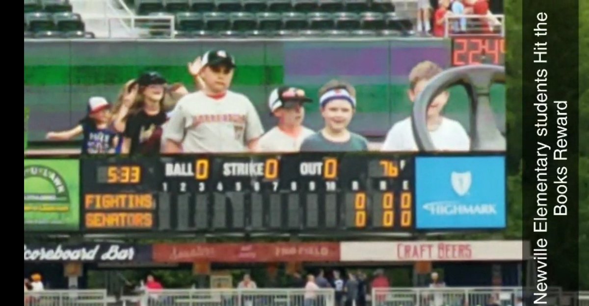 Beautiful night last night to celebrate reading with some of our Newville families at Newville Elementary night at the Senators game! Some even took the field to round the bases! #NewvilleCARES