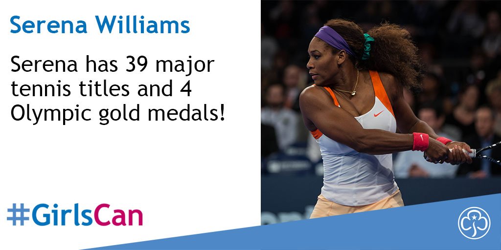One of the most inspiring women in tennis is #SerenaWilliams! With 39 major tennis titles under her belt and 4 Olympic gold medals she shows us that #GirlsCan do anything!