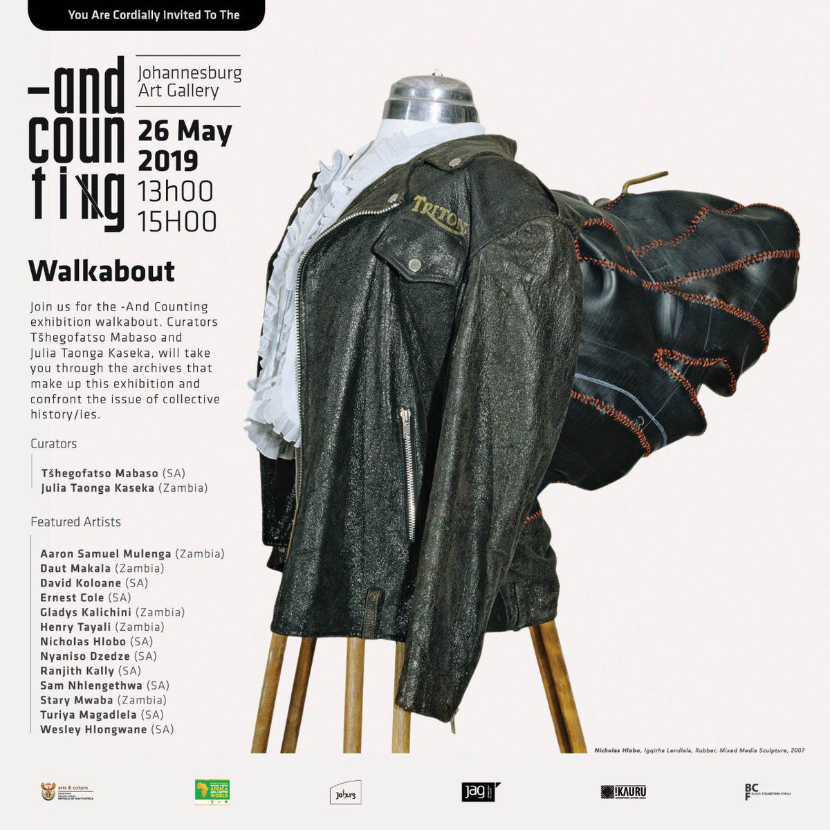 kauru_art's tweet photo. Looking forward to seeing you ta 13h00 today for a walkabout of the #andcounting exhibtion with the curators @tshegofatso_tm and Julia Kaseka @modziarts https://t.co/z3XSkGdPoM