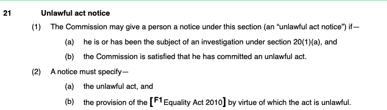 What happens at the end? The EHRC "shall" (i.e. has to) publish a report of its findings and "may" make recommendationsIf it finds Labour has committed an unlawful act/s the EHRC may give an "unlawful act notice" which requires preparation of an action plan /8