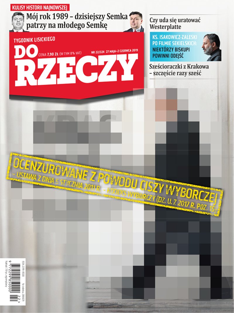 DoRzeczy_pl's tweet photo. [OKŁADKA] @TygodnikLisicki ocenzurowana z powodu ciszy wyborczej. Szczegóły dopiero wieczorem. https://t.co/z9SEUBUbUY
