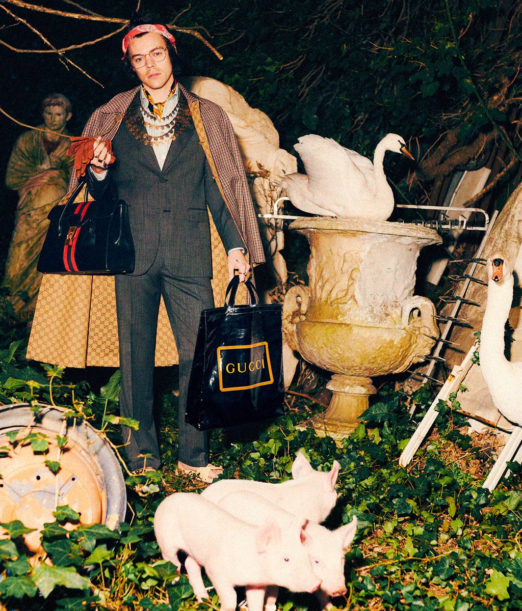 HarryS_Source's tweet image. 📸 • Harry  for the Gucci Pre-Fall 2019 collection.