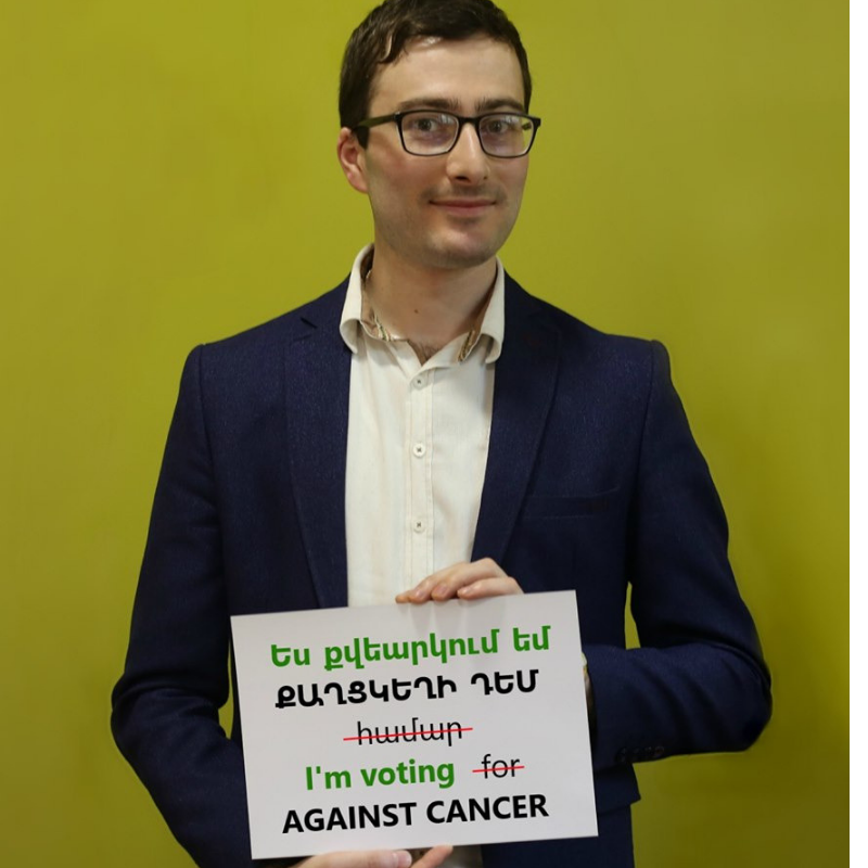 EU_EWAC's tweet photo. 📣#EWAC2019 is here!
Vaghinak, Armenian Youth Ambassador for the @cancercode, knows that your vote can ensure the fight against #cancer becomes a #MissionPossible for both #EU & non-EU countries.
Listen to Vaghinak. #VoteAgainstCancer
#ThisTimeImVoting #EuropeanElection2019 https://t.co/aGvZs6wglM