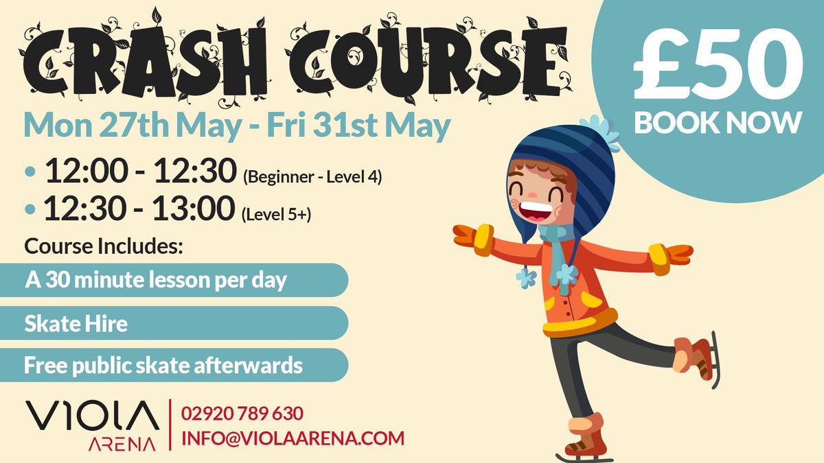 Learn something new this Half Term 👇⛸ 
Course includes free access to the public skate after your lesson so you can practice what you’ve learnt and most importantly - continue the fun! 😁

📞 02920 789 630 to book!