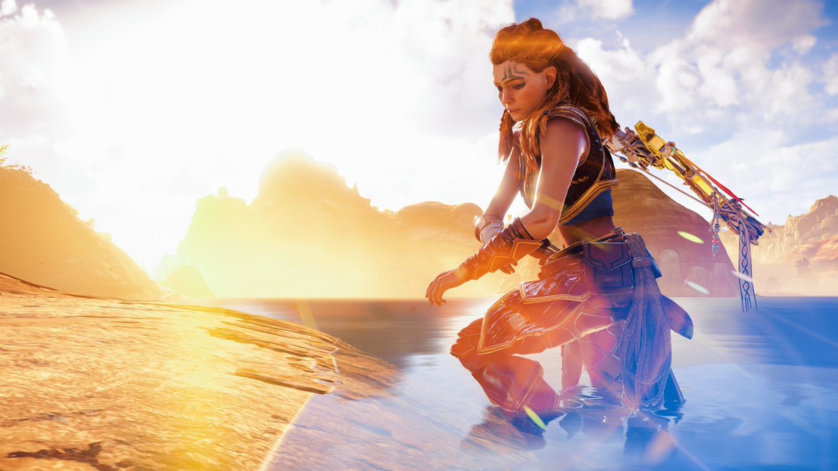 NikkiJaye2's tweet photo. For #VirtuaSun
"I feel so exposed" 📸

Some of my favorite kinds of shots, so I'm happy I finally remembered to take part this week! ☺️❤️ 

#AssassinsCreedOdyssey #Kassandra #HorizonZeroDawn #Aloy #Hellblade #Senua #VirtualPhotography #VGPUnite #gametography #PS4share https://t.co/XWRygSCNCP