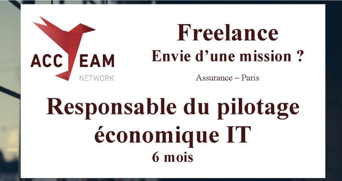 📣Recherche #freelance Responsable du #pilotage économique #IT pendant 6 mois chez un grand assureur !

👇👇👇👇👇
postulez sur accteam.fr

#Freelance #IT #Pilotage #Indépendant #Assurance