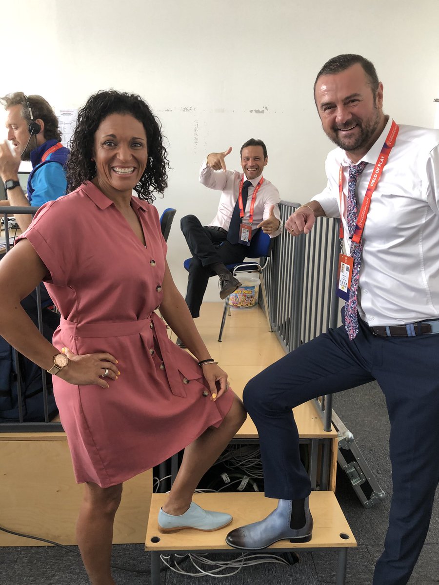 A battle of the shoes today.:-) who wears them best.🤔@meljones_33 @MarkRamprakash approves. Thanks @GomilaShoes for my delivery. More to come.. #sharp #fashion #shoes
