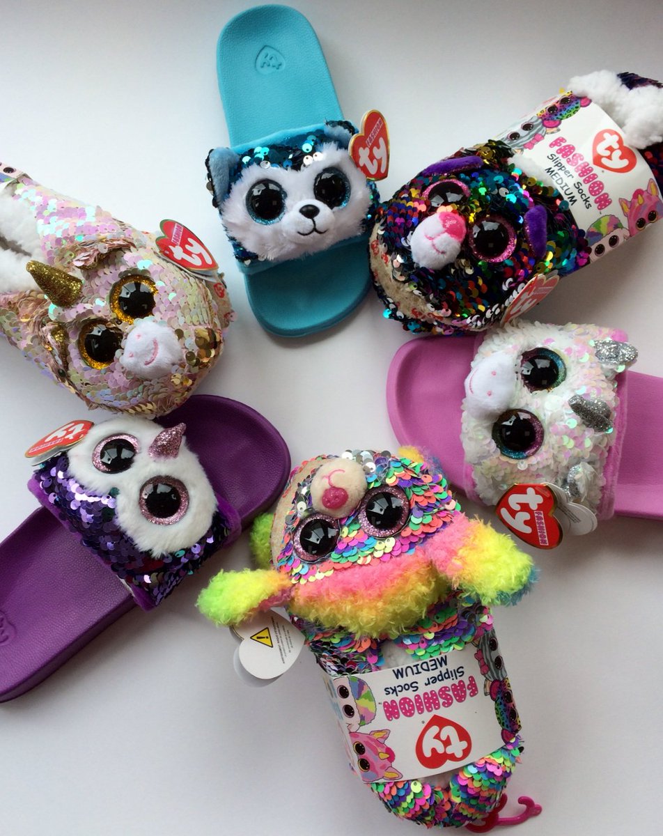 NEW! Look at our amazing new <a href="/TyInc/">Ty</a> sequinned pool sliders and slipper socks! In three sizes and many different designs! @TobyToymaster #Ellenbray #Frome #summer